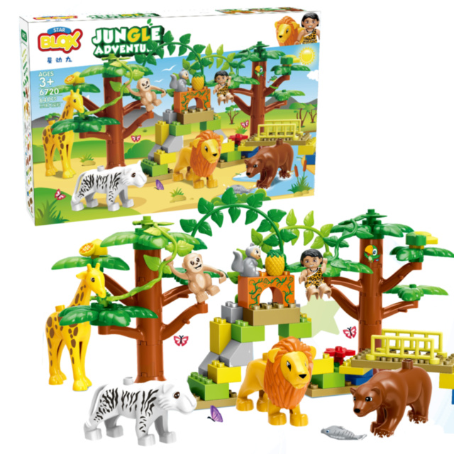 Set de Constructie Animale din Junglă, 64 piese