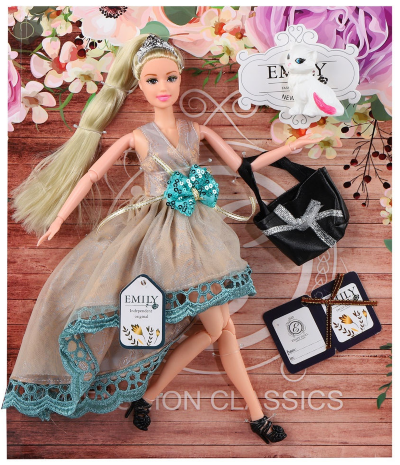 Păpușa Emily cu Geantă și Pisică Albă, 30cm | image