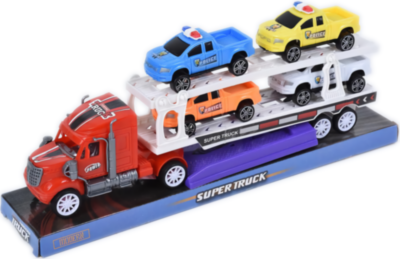 Camion cu Trailer și 4 Mașinuțe cu Lansator, 30cm  | image