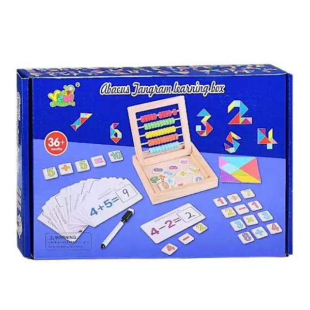 Învață Matematica, joc Montessori din lemn cu fise, abac și cartonașe