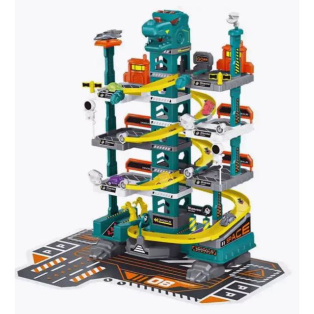 Garaj Dinozaur cu Lift Electric și Mașinuțe