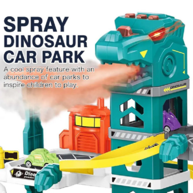 Garaj Dinozaur cu Lift Electric și Mașinuțe