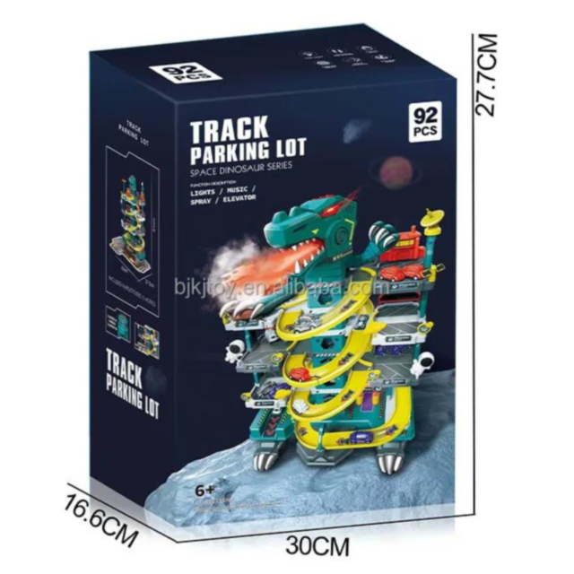 Garaj Dinozaur cu Lift Electric și Mașinuțe