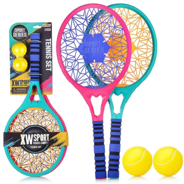 Set Rachete Tenis pentru Copii, cu Mânere Antiderapante și 2 Mingi Incluse