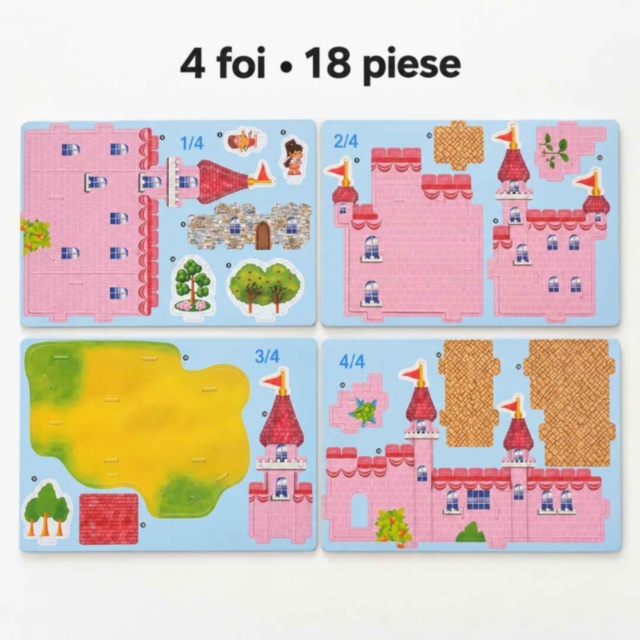 Puzzle 3D castel roz din spumă EPS pentru copii