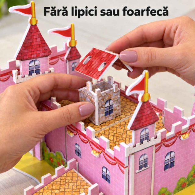 Puzzle 3D castel roz din spumă EPS pentru copii