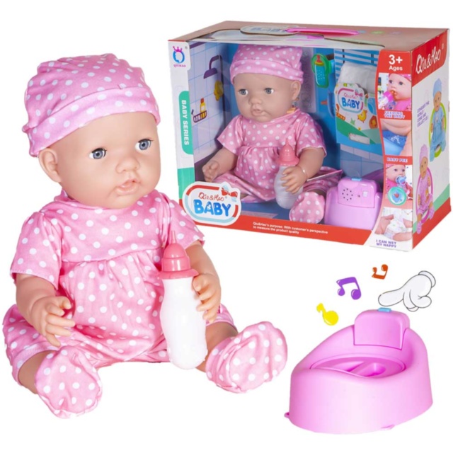 Bebelușul  la Oliță  Interactiv, cu 6 Sunete Realiste, Oliță Muzicală, Biberon și Pampers