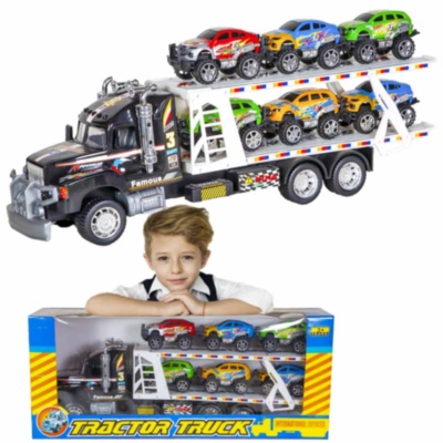 Mega Camion cu Trailer și 6 Mașinuțe, 81cm | image
