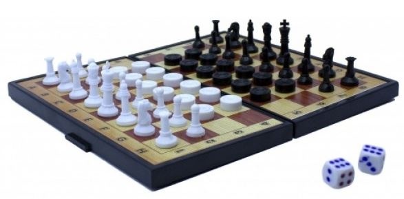 Joc de Dame, Șah, Table și Cărți de Joc , set 4 în 1