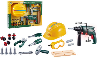 Set Unelte de Construcție cu Cască și Bormașină Electrică | image