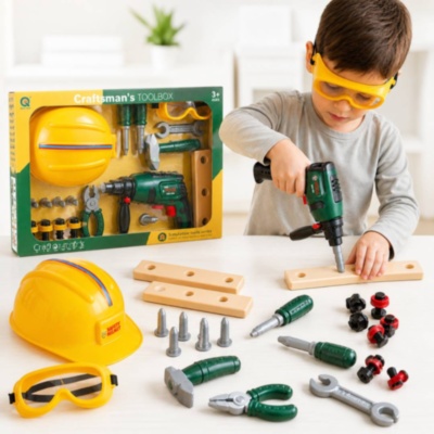 Set Unelte Construcție cu Cască și Bormașină Electrică | image