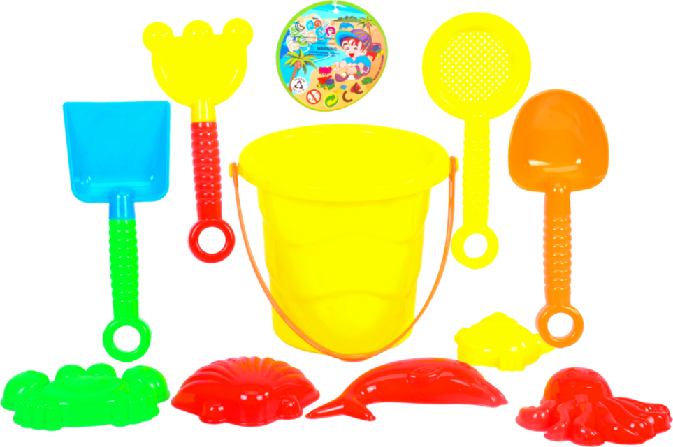 Găletușă cu 9 Accesorii de Nisip, 18cm 