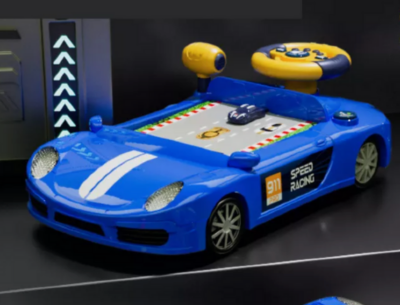 Joc Electronic cu Mașină de Curse: Volan Multifuncțional și Efecte Luminoase | image