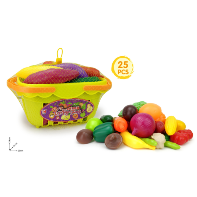 Set Jucării Fructe și Legume în Coș - 25 Piese
