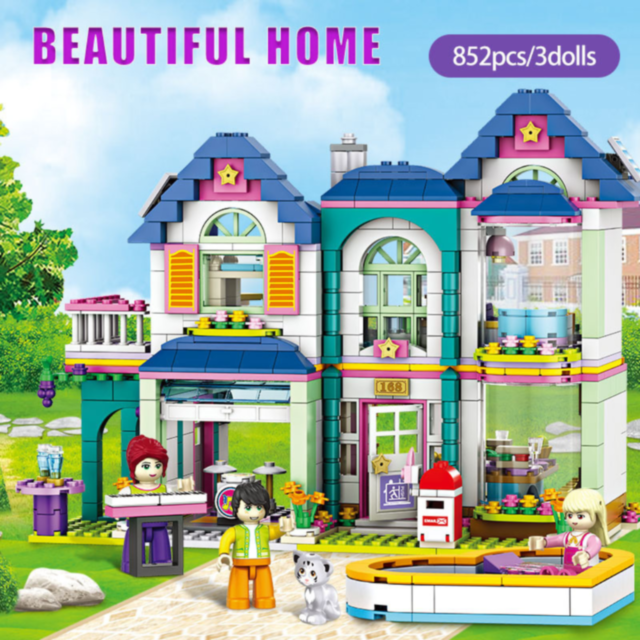 Set de Construcție Casă Elegantă - 852 Piese cu Mini-Figurine