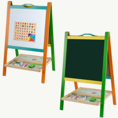 Tablă Educațională Dublă din Lemn | Suprafață Magnetică și Neagră pentru Creta  | image