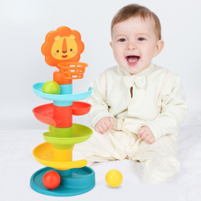 Turn cu Bile pentru Bebeluși și Coș Leu