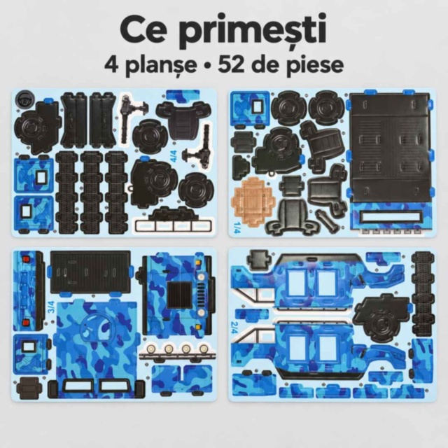 Puzzle 3D Hummer militar 52 piese pentru copii