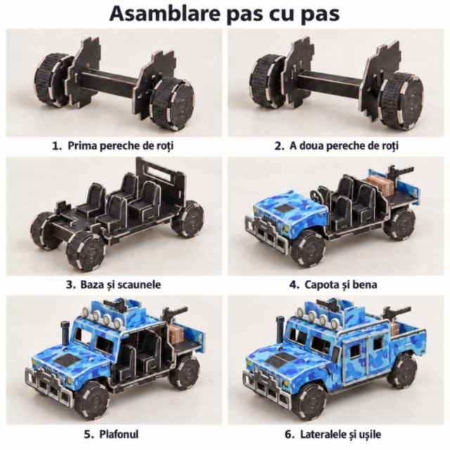 Puzzle 3D Hummer militar 52 piese pentru copii