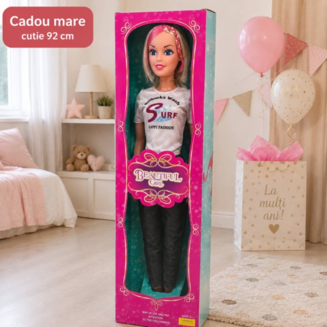 Păpușă muzicală mare 90 cm cu ținută fashion
