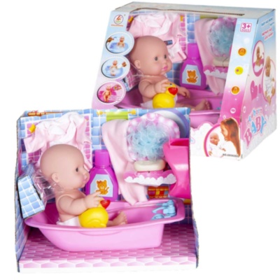 Bebeluș cu Cădiță, Duș, Oliță, Rățușcă, Halat și Accesorii de Baie | image