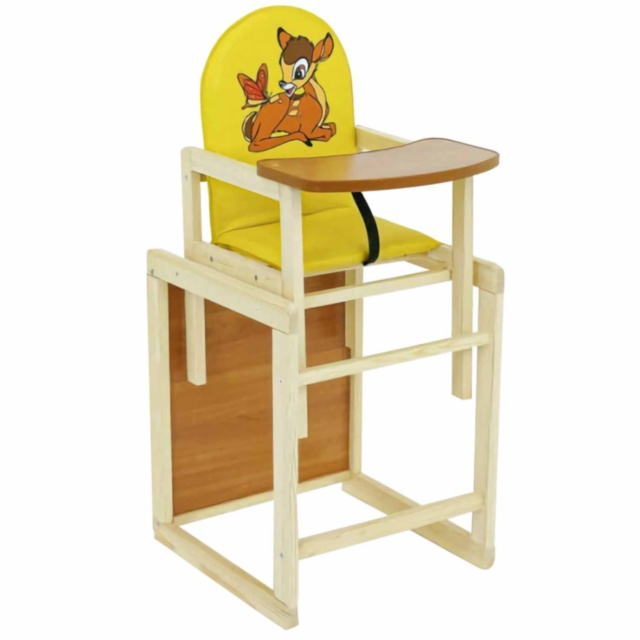 Scaun de Masă de Lemn 2 în 1, Căprioară Galben