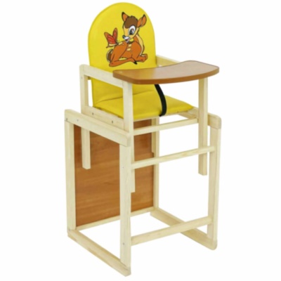 Scaun de Masă de Lemn 2 în 1, Căprioară Galben | image