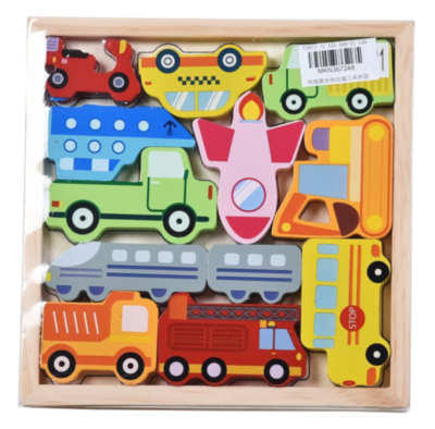 Puzzle Tetris 3D cu Vehicule din Lemn, joc de sortare și stivuire | image