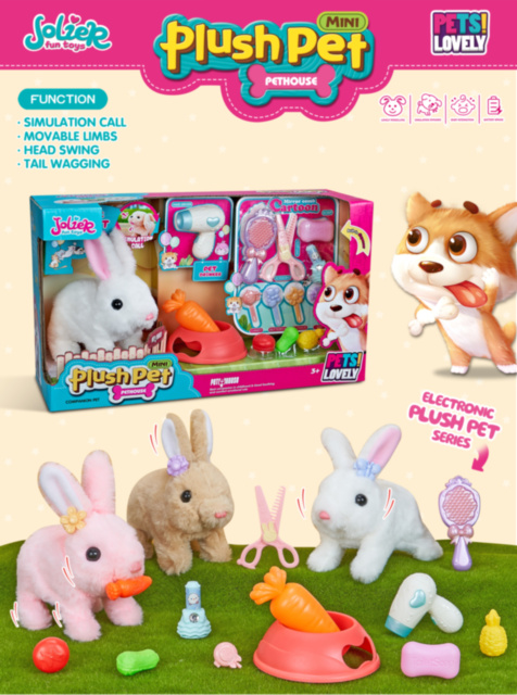 Iepuraș Interactiv care Merge cu Sunete, 15 Accesorii Incluse