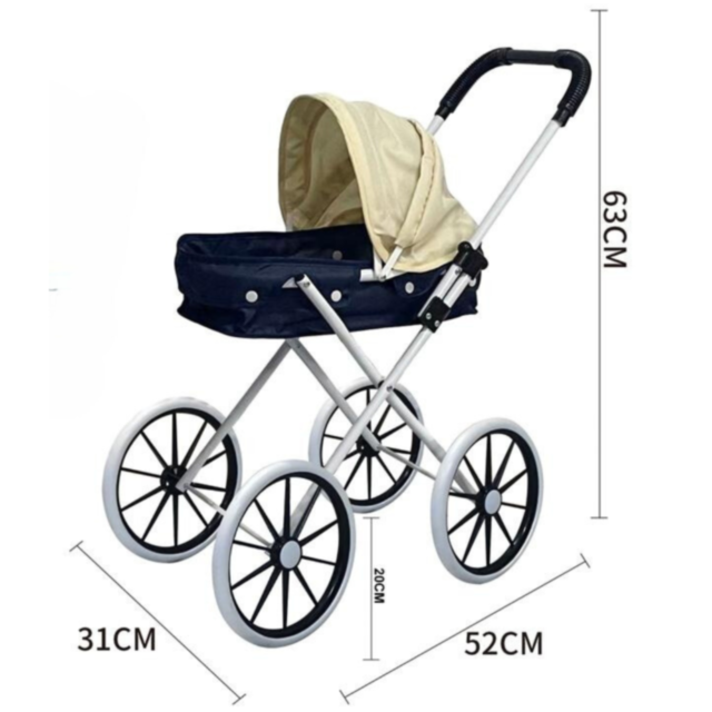 Cărucior pentru Păpuși cu Roti Mari si Design Realist