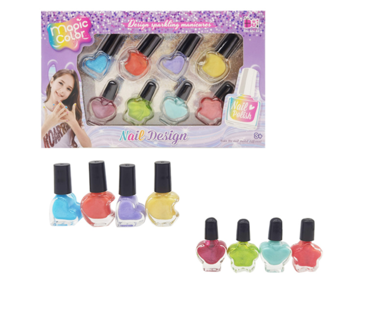 Set Magic Color cu Oje Colorate în Forme Drăguțe - Nail Design pentru Fetițe