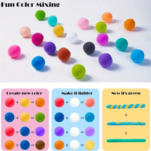 Set Creativ de Plastilină Ușoară – 12 Culori Asortate + Accesorii Modelaj