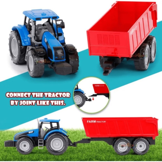 Tractor Fermă cu Remorcă Mare (culoare aleatorie) 