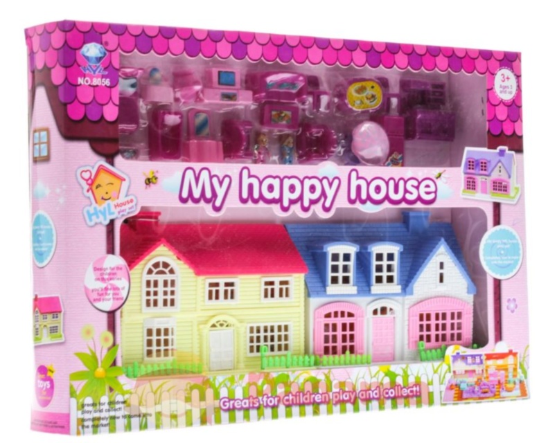 Căsuță Pliabilă Mini de Păpuși cu Figurine și Mobilă