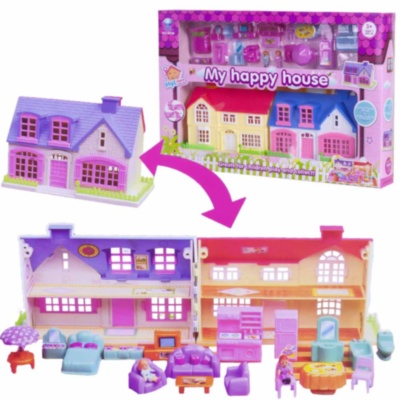 Căsuță Pliabilă Mini de Păpuși cu Figurine și Mobilă | image