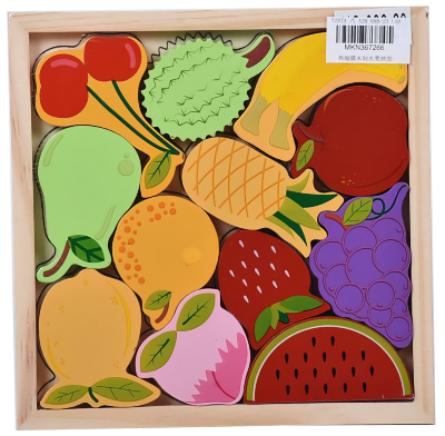 Puzzle Tetris 3D cu Fructe din Lemn, joc de sortare și stivuire | image