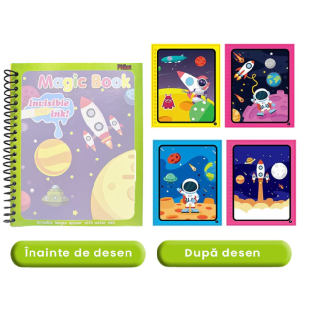 Carte de desen reutilizabilă cu apă - Tema spațială