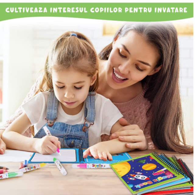 Carte de desen reutilizabilă cu apă - Tema spațială