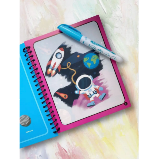 Carte de desen reutilizabilă cu apă - Tema spațială