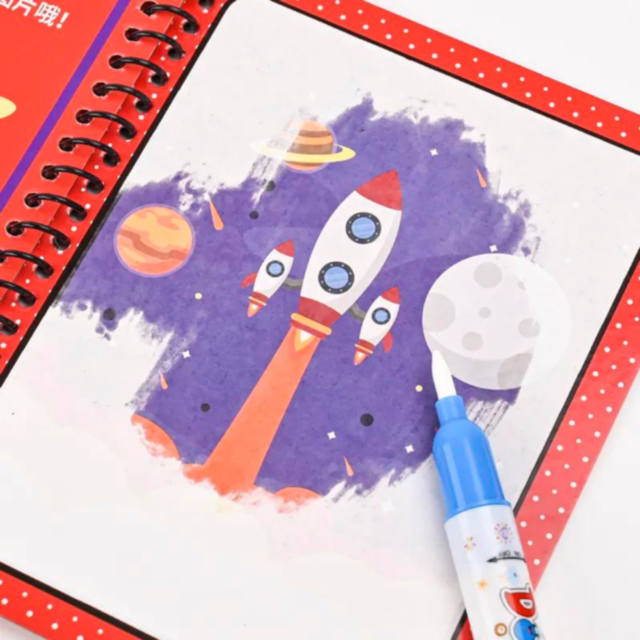 Carte de desen reutilizabilă cu apă - Tema spațială