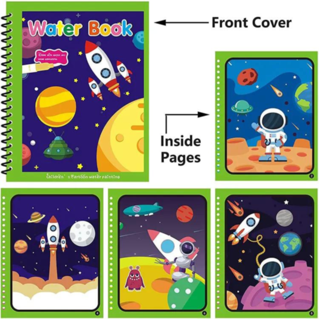Carte de desen reutilizabilă cu apă - Tema spațială