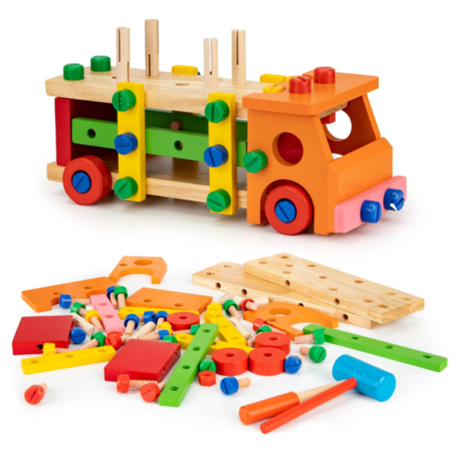 Camion Multifuncțional din Lemn cu Unelte pentru Construcție