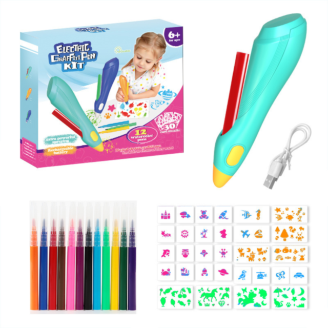 Set de Graffiti Electric pentru Copii - Kit Creativ cu 12 Markere