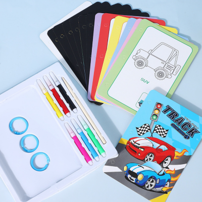Set Creativ cu Cărți de Colorat și Răzuire - Tematica Mașini și Curse | image