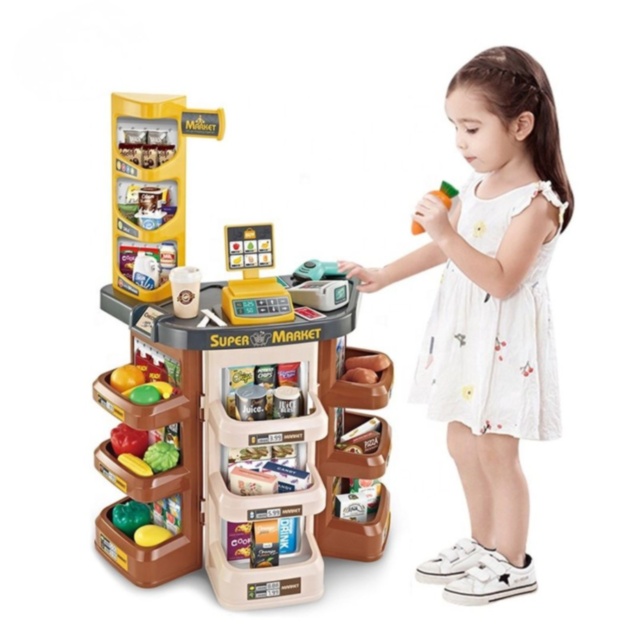 Mini Supermarket pentru Copii cu Cărucior și Casă