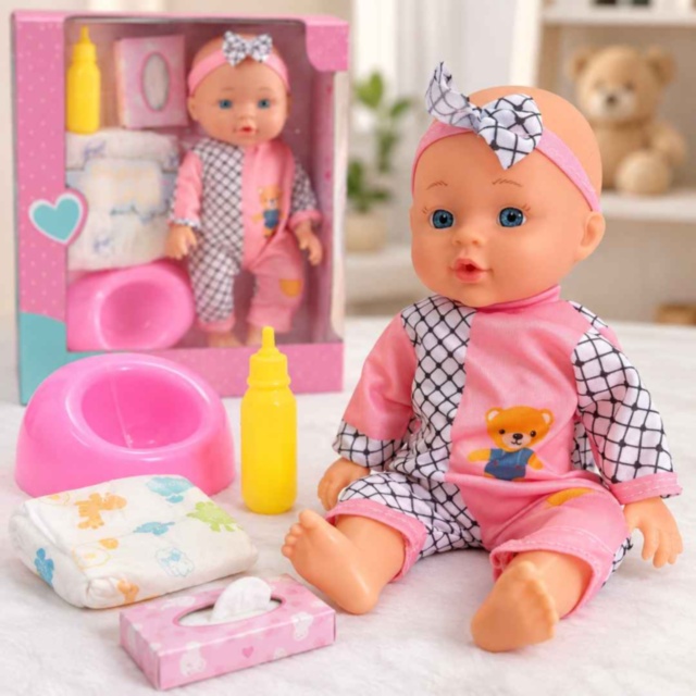 Păpușă bebeluș 28 cm cu sunete și accesorii