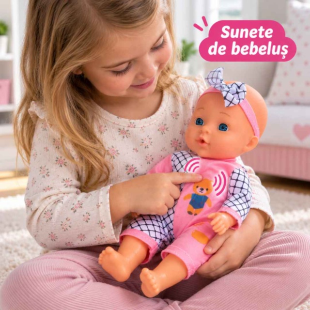 Păpușă bebeluș 28 cm cu sunete și accesorii