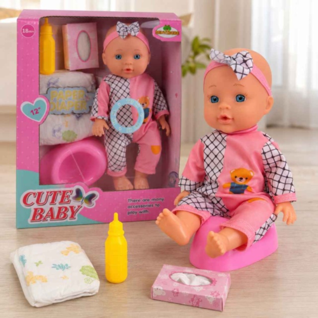 Păpușă bebeluș 28 cm cu sunete și accesorii