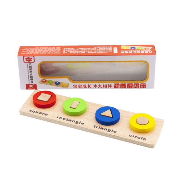 Stivuitor de Lemn cu 4 Forme Geometrice Multicolore