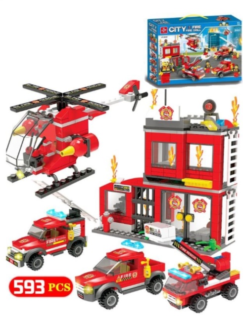 Set de Construcție  Unitatea De Pompieri , 593 piese